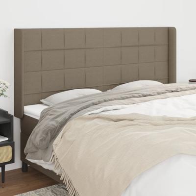 Hoofdbord met randen 183x16x118/128 cm stof taupe
