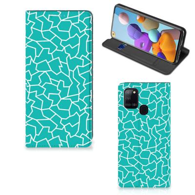 Samsung Galaxy A21s | Bookcase | Cracks Blue