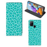 Samsung Galaxy A21s | Bookcase | Cracks Blue