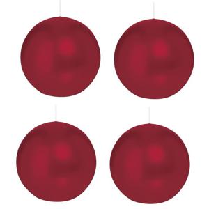 Trend Candles Bolkaars glad - 4x - bordeaux rood - 8 cm - 25 branduren - ronde kaarsen