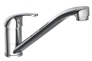 ATHOS PLUS ééngreepsmengkraan keuken, chroom kraan met verlengde uitloop en draaibereik 360° keramische afdichtringen geluidsarme, verwisselbare 35 mm-cartouche flexibele metalen aansluitslan