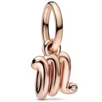 Pandora 782474C01 Hangbedel Letter M Script Alphabet zilver-zirconia rosekleurig-wit - thumbnail