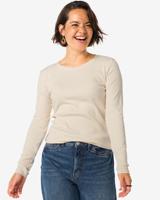 HEMA Dames T-shirt Clara rib gebroken wit (gebroken wit)