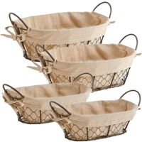 4x Vintage brood serveer mandjes metaaldraad 26 x 17 cm en 30 x 21 cm