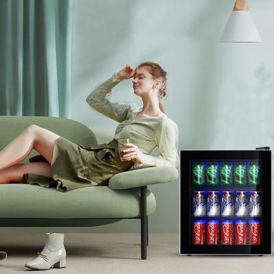 46L Minikoelkast 60-Kannen Drankkoelkast met Glazen Deur Verwijderbare Schappen Instelbare Temperatuur van 4 tot 16°C Zwart