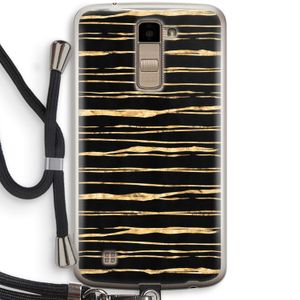 Gouden strepen: LG K10 (2016) Transparant Hoesje met koord