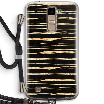 Gouden strepen: LG K10 (2016) Transparant Hoesje met koord