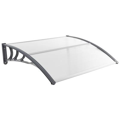 122 x 99 cm Luifel voor Terrasdeur Buitenzonwering voor Voordeur Bescherming Tegen Zon Regen Sneeuw en Wind Polycarbonaatplaat