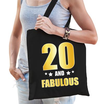 20 jaar verjaardag cadeau tasje - Legendary - zwart met gouden letters - dames - heren