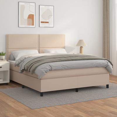 Boxspring met matras kunstleer cappuccinokleurig 180x200 cm