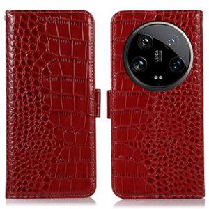 Xiaomi 14 Ultra Crocodile Series Wallet Leren Hoesje met RFID - Rood