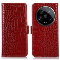 Xiaomi 14 Ultra Crocodile Series Wallet Leren Hoesje met RFID - Rood - thumbnail