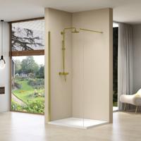 Inloopdouche Van Rijn Products Vaste Wand 100 x 200 cm Helder Glas Incl Stabilisatiestang en Gouden Muurprofiel van Rijn