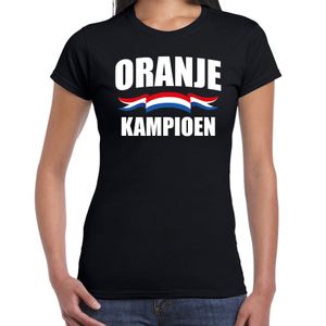 Zwart t-shirt Holland / Nederland supporter zwart kampioen EK/ WK voor dames