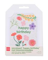 HEMA Wenskaart &apos;happy Birthday&apos; Met Bloemenzaadjes - thumbnail