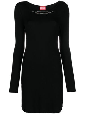 Diesel robe courte en maille nervurée - Noir