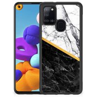 Samsung Galaxy A21s Gripcase Marmer Wit Zwart - Origineel Cadeau Man - thumbnail