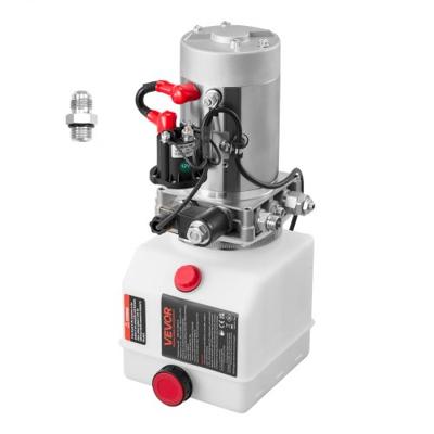 VEVOR 4 Qt hydraulische krachtbron, enkelwerkende kipperaanhangerpomp, maximale openingsdruk 22 MPa en debiet 3,4 l/min, 12 V DC hydraulische pomp met metalen reservoir voor kipperaanhangers, wit