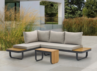 Multifunctionele aluminium loungeset Samos - acacia blad en taupe kussens- - Aluminium- Sens-Line