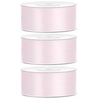 3x Hobby/decoratie poeder roze satijnen sierlinten 2,5 cm/25 mm x 25 meter