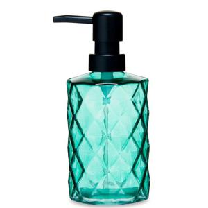 Luxe zeeppompje/dispenser Diamond - groen transparant - glas - 18 x 7 cm - 410 ml