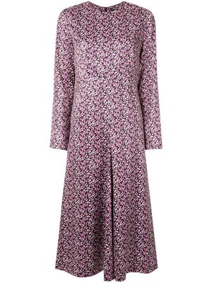 Goen.J robe mi-longue à fleurs - Rose