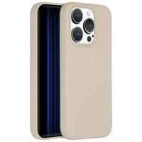 Accezz Liquid Silicone Backcover voor iPhone 15 Pro Telefoonhoesje Beige