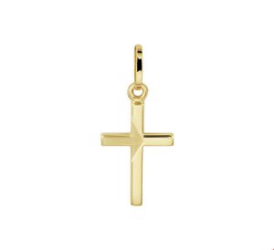 Hanger Kruis mat-glans geelgoud 10 x 14,5 mm
