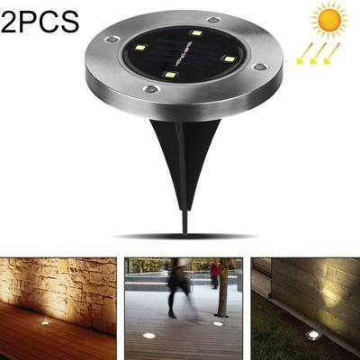 2 stuks 4 LED IP44 waterdichte zonne-aangedreven begraven licht SMD 5050 wit licht onder grond Lamp pad manier tuin Decking LED licht