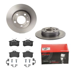 Remmenset, remschijf BREMBO, Remschijftype: Massief, Inbouwplaats: Achteras, u.a. für Seat, Audi, Skoda, VW