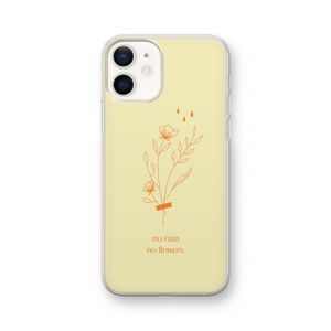 No rain no flowers: iPhone 12 Transparant Hoesje