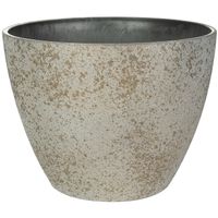 Bloempot/plantenpot - buiten - beige/goud - D43 en H33 cm - kunststof/steenmix