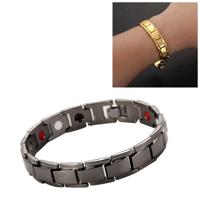 Mannen afneembare Titanium staal magnetische therapie armband sieraden (zwart)