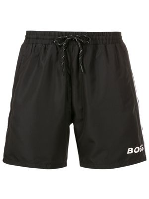 BOSS short de bain à logo imprimé - Noir