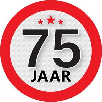 75 jaar leeftijd sticker - rond - Dia 9 cm - 75 jaar verjaardag - jubileum - leeftijd versiering