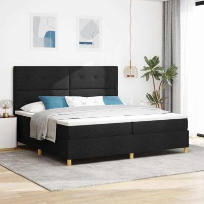Boxspring bed met matras met hoofdeinde Zwart 200 x 200 cm Stof
