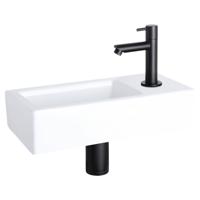 Differnz Ravo fonteinset rechts - keramiek - kraan recht - 38.5 x 18.5 x 9.5 cm - mat zwart