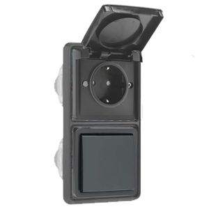 Niko Hydro Zwart inbouw wisselcombinatie IP55 verticaal