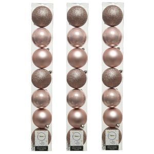 28x stuks kunststof kerstballen lichtroze (blush) 8 cm glans/mat/glitter