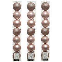 28x stuks kunststof kerstballen lichtroze (blush) 8 cm glans/mat/glitter - thumbnail