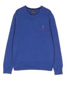 POLO RALPH LAUREN KIDS pull en maille à logo brodé - Bleu