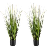 Set van 2x stuks kunstplanten groen gras sprieten 90 cm.