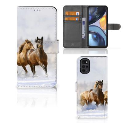 Motorola Moto G22 | Telefoonhoesje | Met pasjeshouder | Paarden