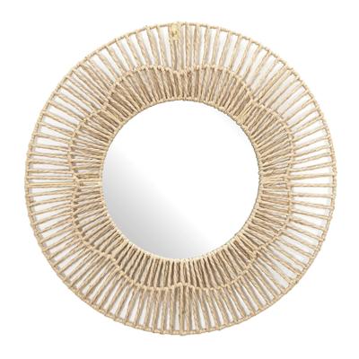Home deco factory wandspiegel natuurlijk - rond - rotan - D50 cm - bohemian spiegel