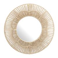 Home deco factory wandspiegel natuurlijk - rond - rotan - D50 cm - bohemian spiegel