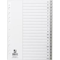 Q-CONNECT tabbladen, A4, PP, 11-gaatsperforatie, met indexblad, set van A-Z, 20 tabs, grijs