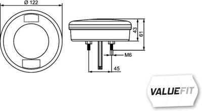 Mistachterlicht LED 10-30V Ø122mm 2NE357027031