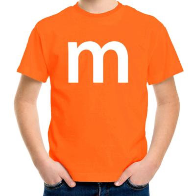 Letter M verkleed t-shirt - oranje - voor kinderen - M en M - carnavalskleding