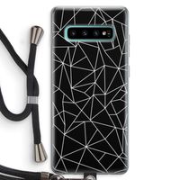 Geometrische lijnen wit: Samsung Galaxy S10 Plus Transparant Hoesje met koord