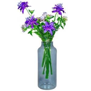 Bela arte Bloemenvaas Milan - transparant blauw glas - H35 cm - melkbu